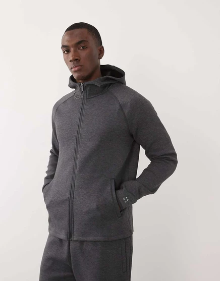 флисовая толстовка на молнии engineered interlock performance 4505 с карманами на молнии из темно-коричневого вереска charcoal marl