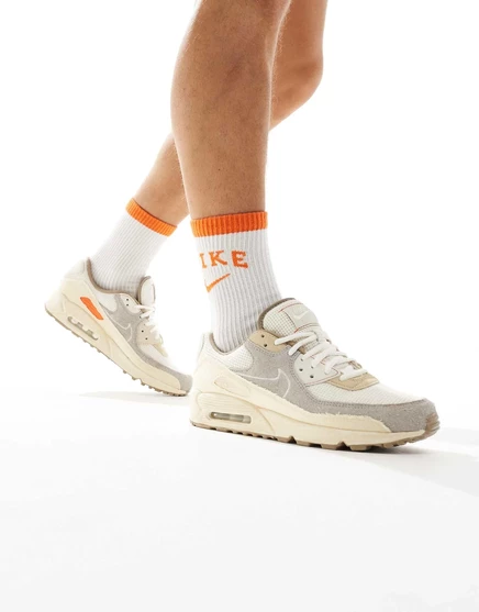 Кроссовки Nike Air Max 90 темно-белого и оранжевого цветов white