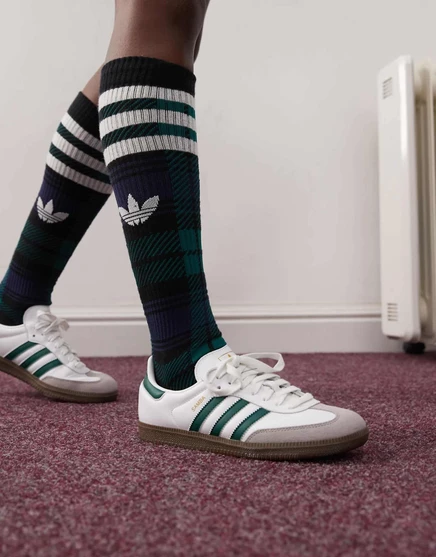 кроссовки adidas Originals Samba OG белого и темно-зеленого цветов white