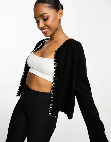 Черный кардиган плотной вязки ASOS DESIGN black