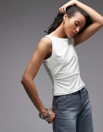 Женский топ ASOS Design с вырезом-лодочка, айвори