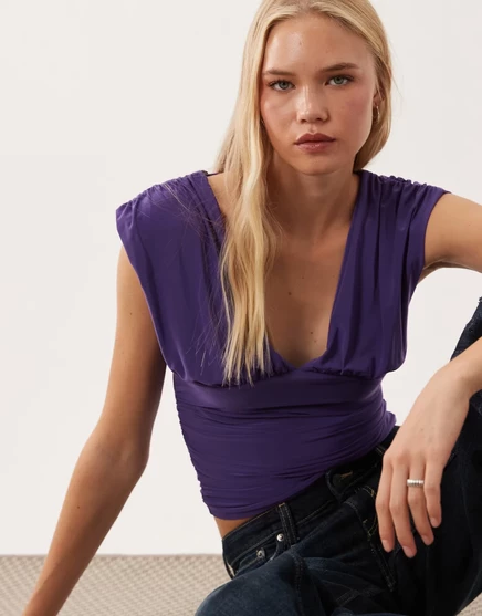 Женская майка Miss Selfridge с драпировкой, фиолетовая