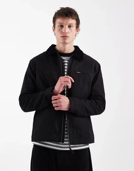 Мужская куртка Threadbare из канваса на молнии, черная