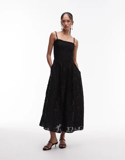 Женское платье & Other Stories 3D floral midi, черное