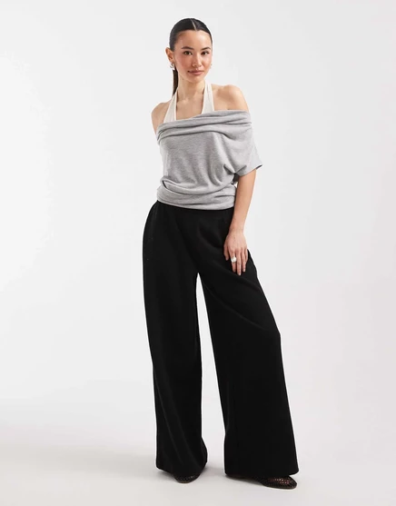 Миниатюрные брюки в рубчик Miss Selfridge черного цвета, мягкие на ощупь