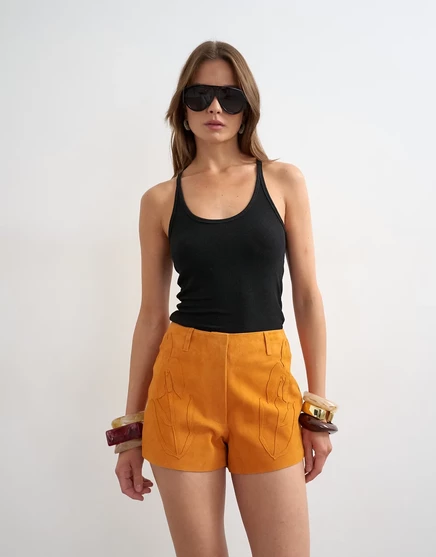 Короткая нашивка из натуральной замши Topshop micro оранжевого цвета orange