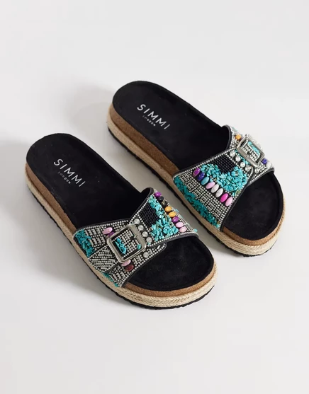 Босоножки Simmi London Mandy с одной пряжкой и бусинами черного цвета black