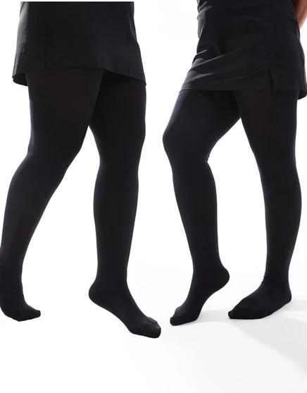 ASOS DESIGN Curve 2 упаковки супер-эластичных колготок плотностью 90 денье черного цвета - ЧЕРНЫЙ black