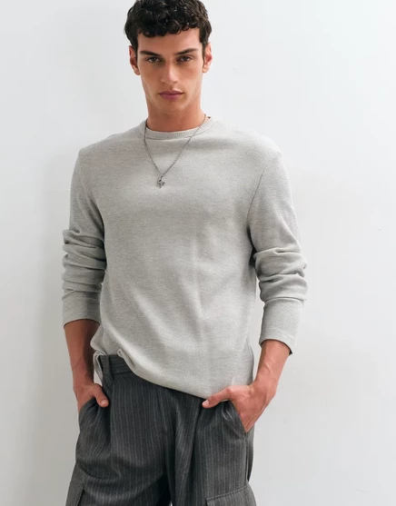 Мужская вафельная футболка ASOS Design, серо-бежевая