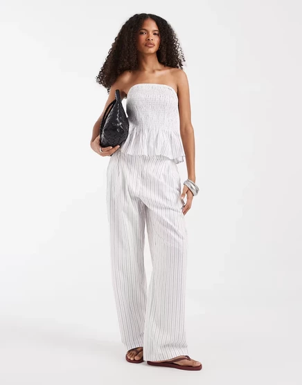 Женские широкие брюки Vero Moda Poplin, черно-белые