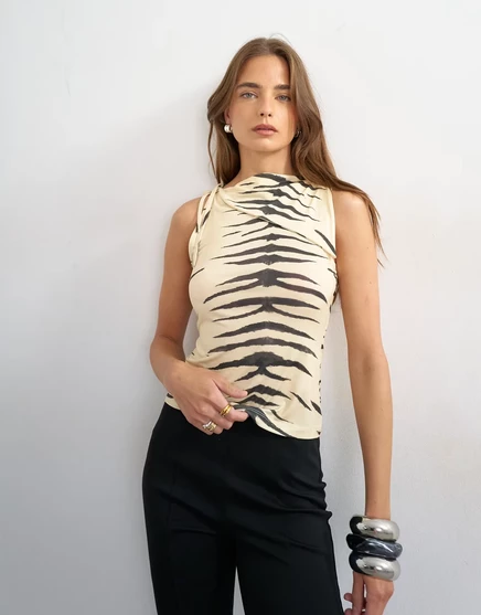 Женский топ TopShop с плечевыми завязками, зебра, многоцветный