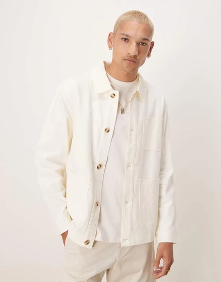 Рабочая куртка ASOS DESIGN из льняной смеси премиум-класса белого цвета white