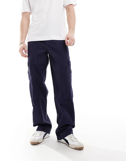 Широкие брюки-карго ASOS DESIGN темно-синего цвета navy
