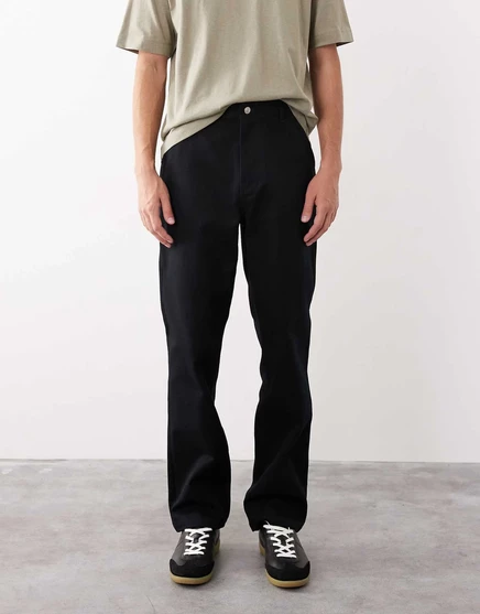 Фирменные брюки прямого кроя carpenter от ASOS COLLECTIVE AC-B-253 черного цвета black