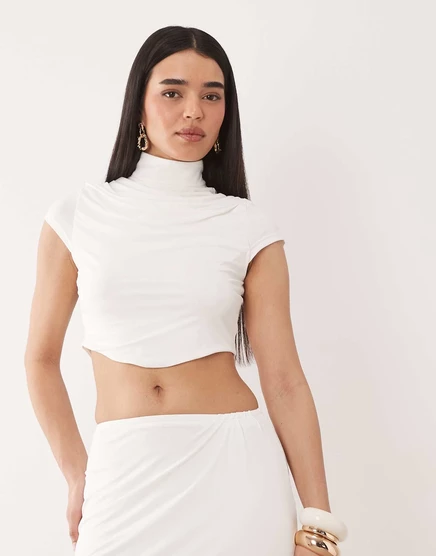 Женский моделирующий топ Ruched & Ready со стойкой, белый