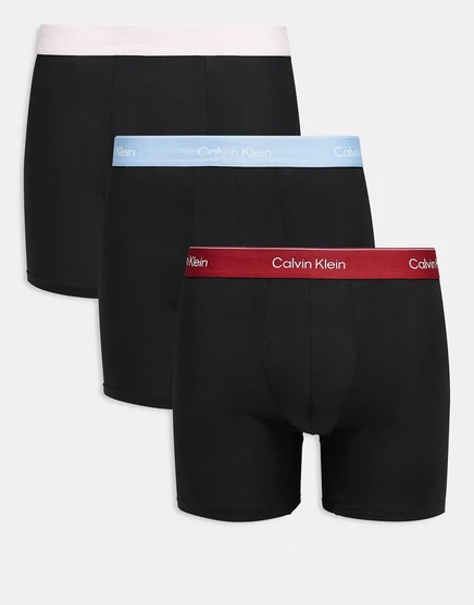 Мужские боксеры-брифы Calvin Klein Icon 3 шт. хлопок-стрейч, с разноцветной резинкой