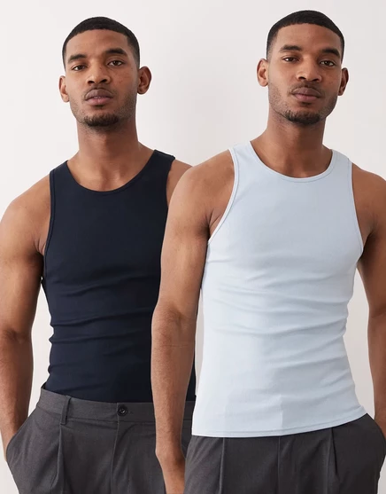 Мужская майка ASOS Design Essentials 2 шт., синий/тёмно-синий