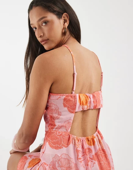 Женское платье vero moda халтер мини, розово-оранжевое