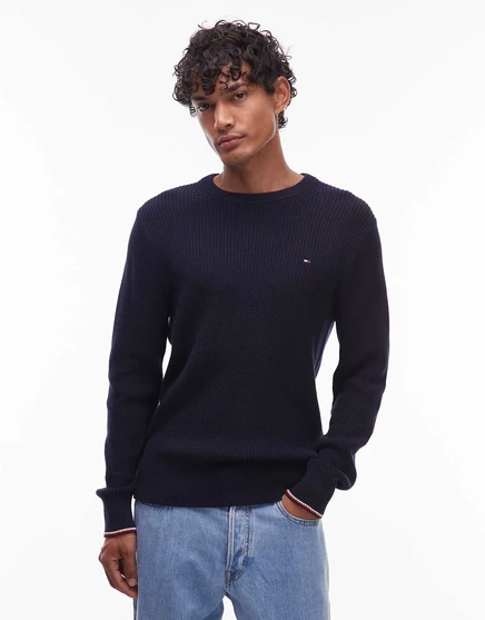 Мужской свитер Tommy Hilfiger с кантами, темно-синий