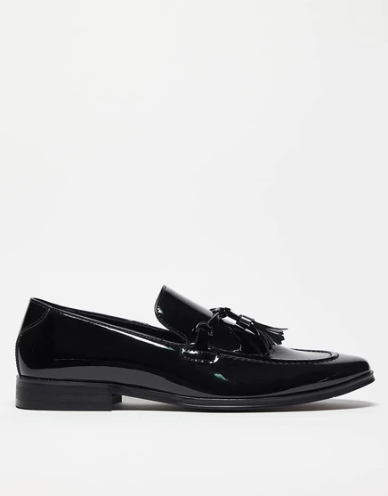 Мокасины Asos Design лакированные с кисточкой, черные