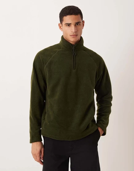Мужской флисовый свитшот ASOS Design, молния, хаки