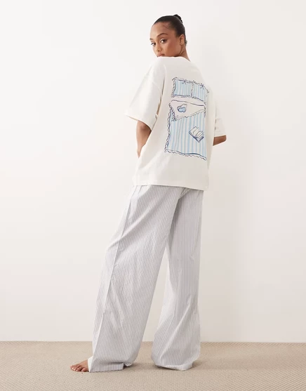 Женская пижама ASOS Tall топ и полосатые брюки, синяя