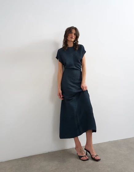 Женское макси-платье TopShop, блузонная талия, темно-синее