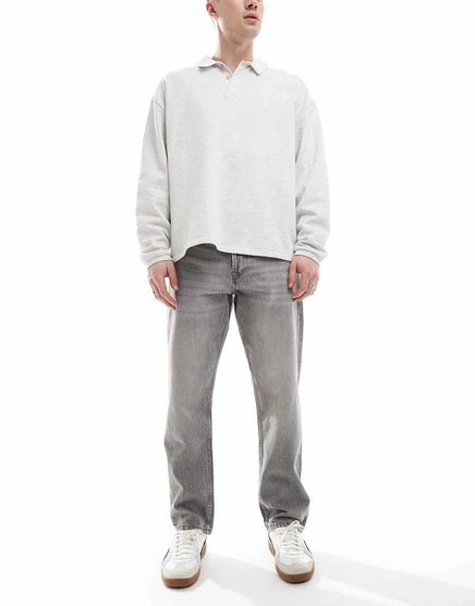 Прямые джинсы Jack &Jones Chris серого цвета с эффектом стирки gray denim