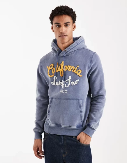 Мужская худи Hollister Laguna Surf с принтом, средне-синяя