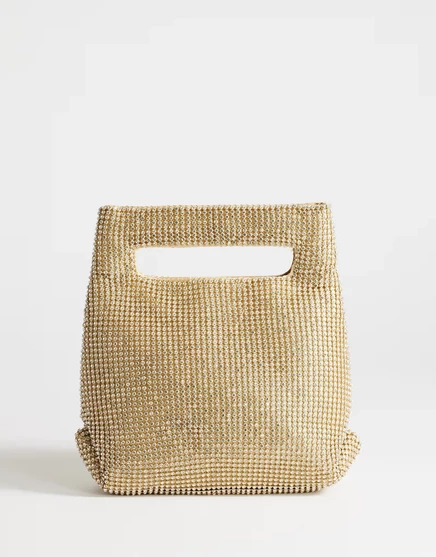 Женская мини-сумка Topshop Stella со стразами, золотистая