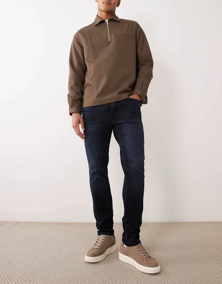 Синие джинсы узкого кроя Only & Sons Loom dark blue denim