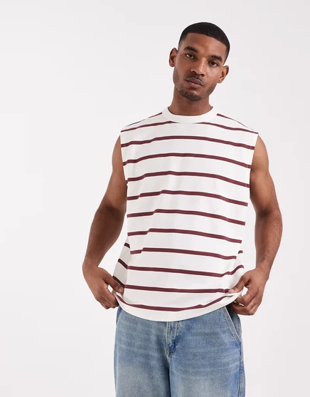 Мужская майка ASOS Design breatheMAX, красная в полоску