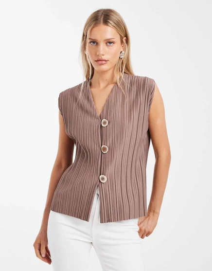 Женская плиссированная жилетка River Island, бежевая