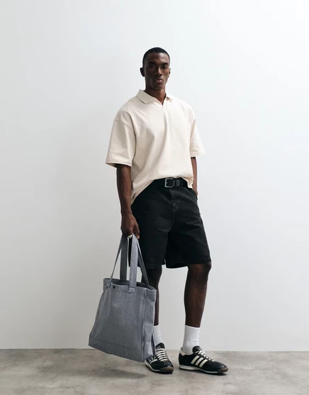 Шорты средней длины ASOS DESIGN из саржевого полотна цвета древесного угля