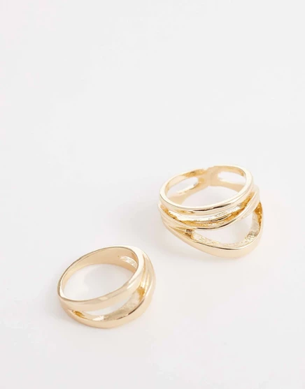 ASOS DESIGN Curve - набор колец с абстрактным рисунком в золотистых тонах gold