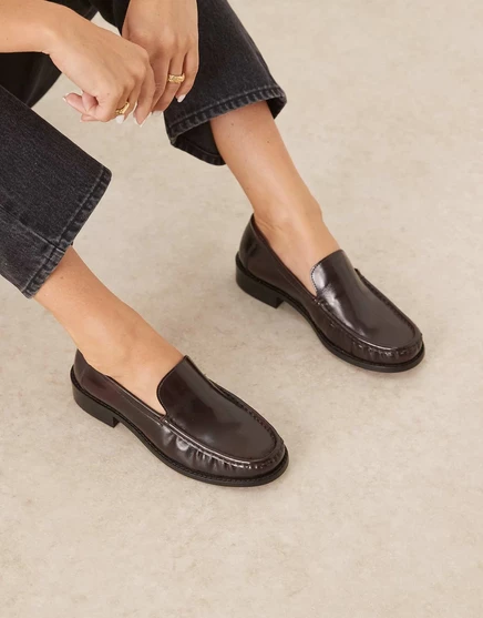 Женские лоферы ASOS Design Marcel из бордовой кожи