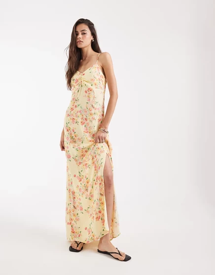 Женское миди-платье vero moda tall с драпировкой, желтое