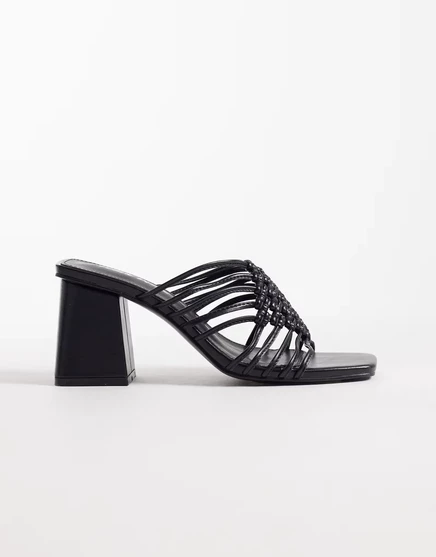 Женские плетеные сандалии Public Desire на блок-каблуке, черные