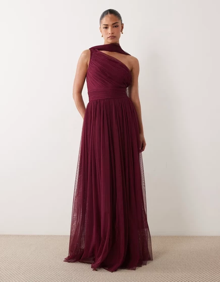 Женское платье Lace & Beads Petite на одно плечо, инжирный