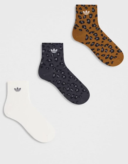 носки adidas Originals Trefoil, 3 упаковки, с леопардовым принтом brown