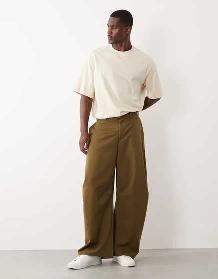 Мужские смарт-брюки ASOS Design barrel, оливковые
