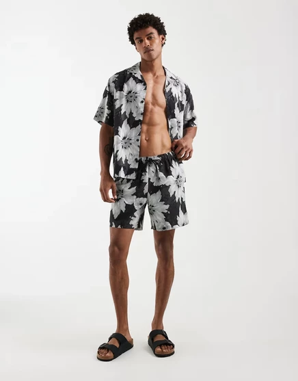 Мужские шорты для плавания ASOS Design, черные в цветы