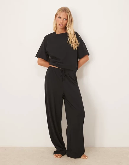 Женские хлопковые пижамные брюки ASOS Design, черные
