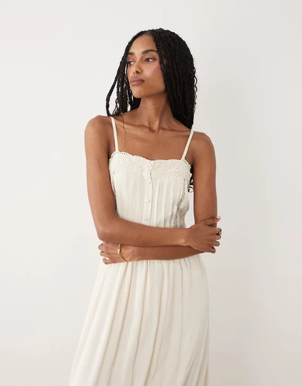 Женское макси-платье Miss Selfridge с кружевными вставками, слоновая кость