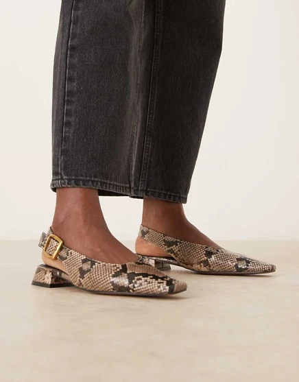 Женские балетки ASOS Design Loretta с ремешком, под змею