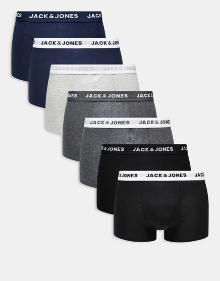 Боксерские трусы Jack &Jones из 7 упаковок серого, темно-синего и черного цветов light gray melange