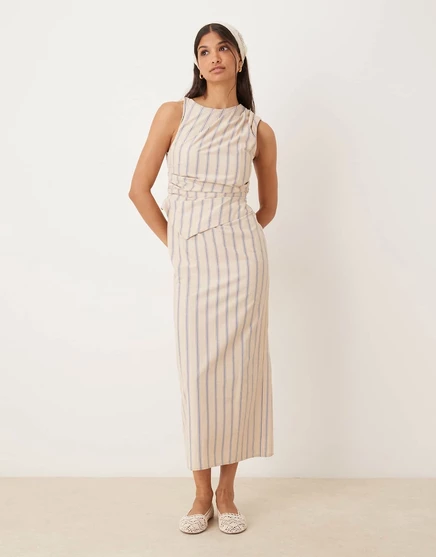  Платье миди ASOS DESIGN в полоску stone stripe