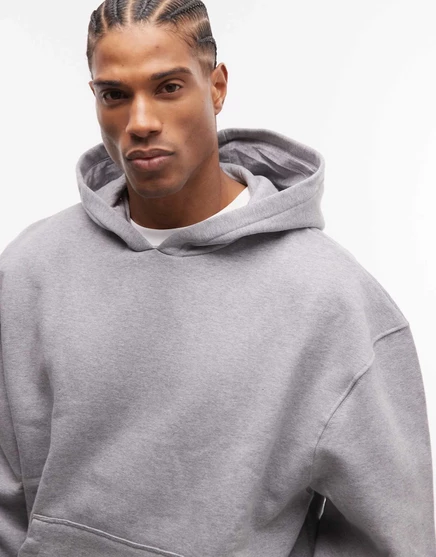 Толстовка ASOS DESIGN premium heavyweight oversize hoodie 400gsm в сером цвете вереска gray heather