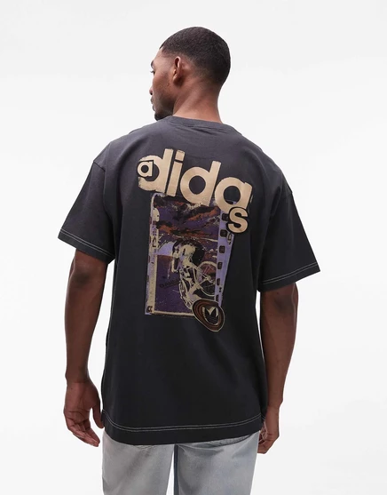 Мужская футболка adidas Originals с принтом на спине, черная