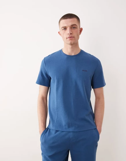 Синяя футболка BOSS Bodywear Waffle lounge - часть комплекта open blue